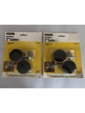 FOUR Vintage Hardware Stanley CD86-4635 2in Dual Wheel Casters Black Gold NEW‎